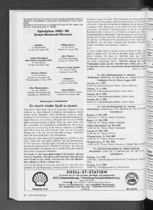Spielplan 1985/86 Ernst-Deutsch-Theater