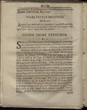 Sectio Prima Exegetica