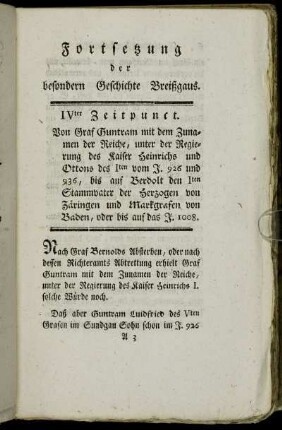 Fortsetzung der besondern Geschichte Breißgaus.