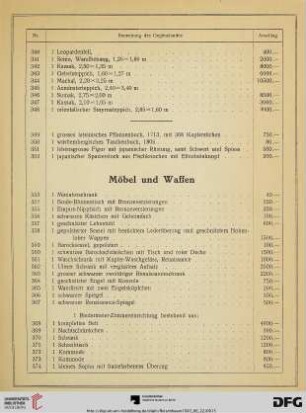 Möbel und Waffen (Nr. 353-387)