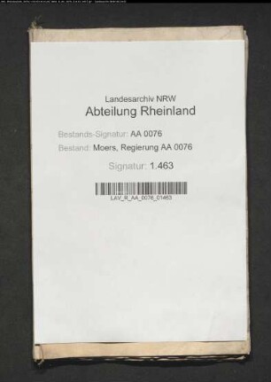 Verzeichnis der kurrenten Vormundschaften bei der Moersischen Regierung von 1770