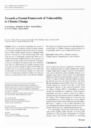 Towards a formal framework of vulnerability to climate change