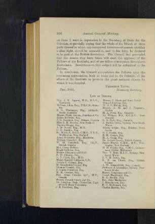 List of Donors.
