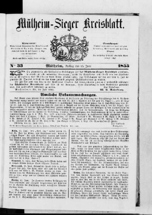 Mülheim-Sieger Kreisblatt. 1855-1855