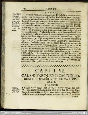 Caput VI. Causae Frequentium Dubiorum Et Dissidiorum Circa Usum Asyli