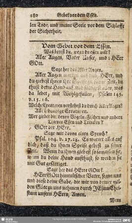 Vom Gebet vor dem Essen