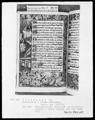 Lateinisches Stundenbuch (Livre d'heures) — David steigt aus der Erde auf, Folio 65verso