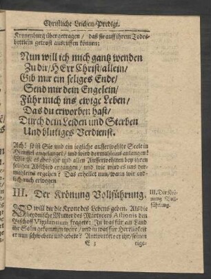 III. Der Krönung Vollführung.