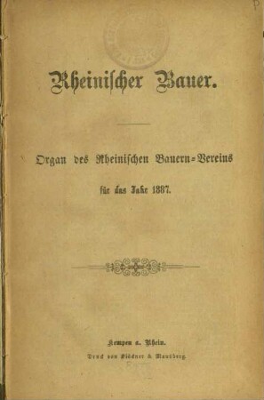 Rheinischer Bauer / 5. Jahrgang 1887