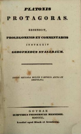 Platonis Opera omnia, Vol. 2, Sect. 2. Protagoras
