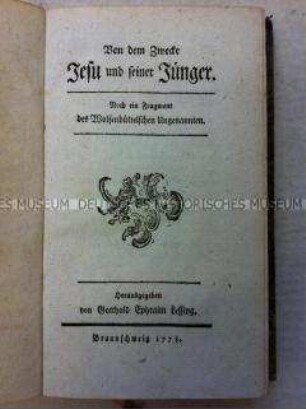 Bibelkritische Streitschrift im sogenannten Fragmentenstreit