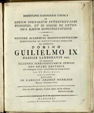 Dissertatio Inauguralis Iuridica De Legum Poenalium Interpretandi Principiis, Et In Specie De Extensiva Earum Interpretatione