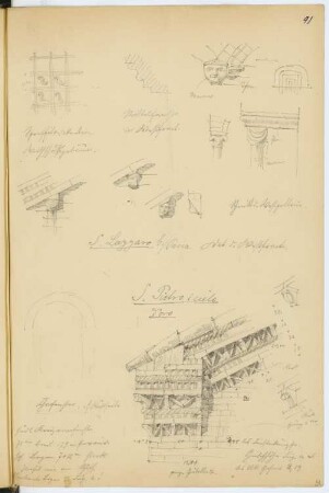 S. Lazzaro, Pavia. Basilika di San Pietro in Ciel d’Oro, Pavia: Details (aus: Skizzen- und Fotoalbum 4)