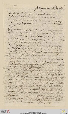 Nachlass Georg Gottfried Gervinus. Korrespondenz Carl und Sophie Oesterley/Georg Gottfried und Viktoria Gervinus: Brief von Sophie Oesterley und Carl Oesterley an Viktoria Gervinus