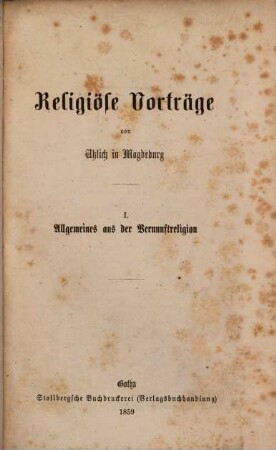Religiöse Vortrage, 1
