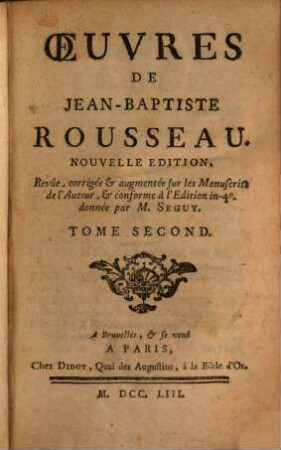 Oeuvres De Jean-Baptiste Rousseau. 2