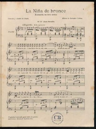 N.° 10 Juan Heredia : [Extracto para piano y voz]