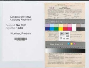 Entnazifizierung Friedrich Wuellner, geb. 22.04.1912 (Angest.)