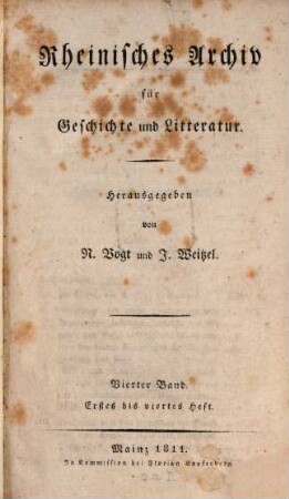 Rheinisches Archiv für Geschichte und Litteratur, 4. 1811
