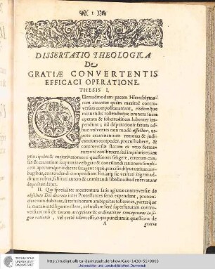 Dissertatio Theologicade gratiæ convertentis efficaci operatione.