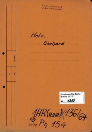 Personenheft Gerhard Holz (*13.05.1907), SS-Obersturmführer