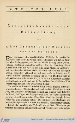 Zweiter Teil Ästhetisch-kritische Betrachtung