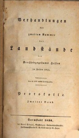 Verhandlungen der Zweiten Kammer der Landstände des Großherzogthums Hessen. Protokolle. 1829/30,2 (1830)