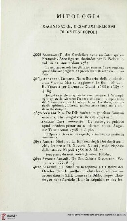 Mitologia. Imagini sacre, e costumi religiosi di diversi popoli (Nr. 4668-4759)