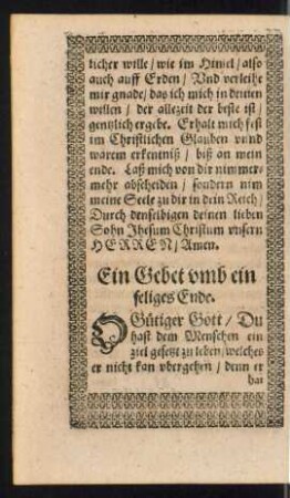 Ein Gebet umb ein seliges Ende.
