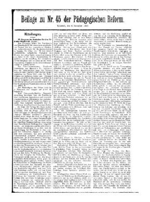 Mitteilungen : Beilage zu Nr. 45 der Pädagogischen Reform