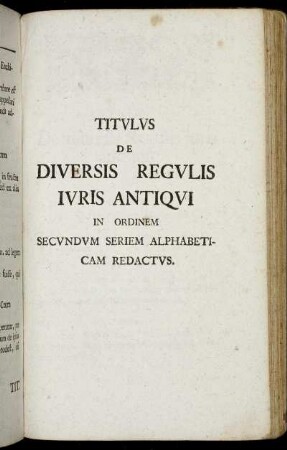 Titulus De Diversis Regulis Iuris Antiqui ...