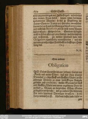 Eine andere Obligation