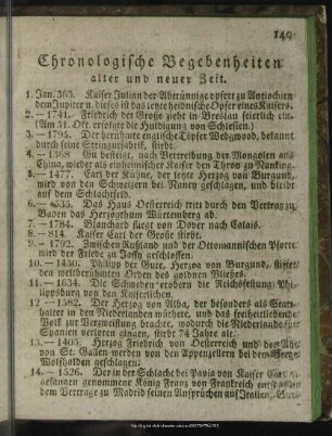 Chronologische Begebenheiten alter und neuer Zeit