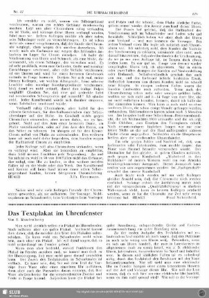 Das Textplakat im Uhrenfenster