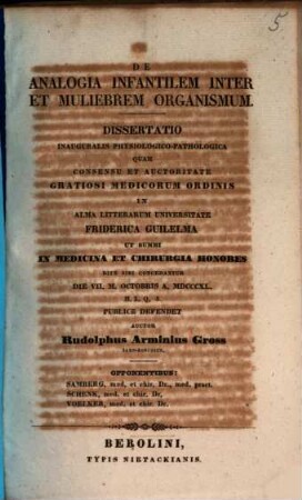 De analogia infantilem inter et muliebrem organismum