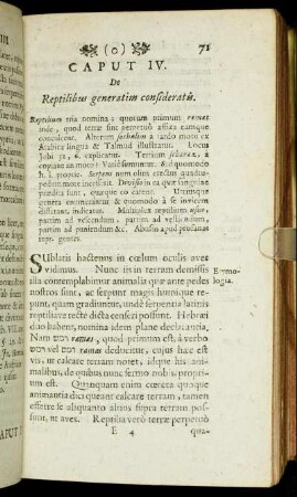 Caput IV. De Reptilibus generatim consideratis.