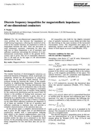 Discrete frequency inequalities for magnetotelluric impedances of one-dimensional conductors