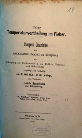 Ueber Temperaturvertheilung im Fieber