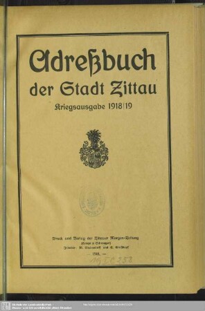 1918/19(1918): Adreßbuch der Stadt Zittau