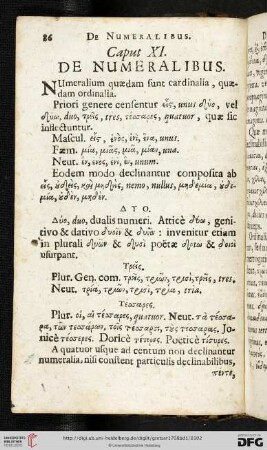 Caput XI: De Numeralibus