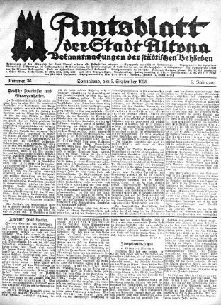 Nummer 36 : Sonnabend, den 5. September 1925