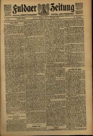 Erste Ausgabe vom Mittwoch, den 28. Dezember 1910.
