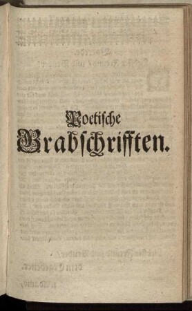Poetische Grabschrifften