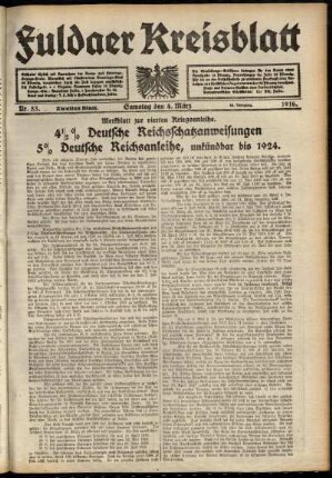 Zweite Ausgabe vom Samstag, den 04. März 1916.