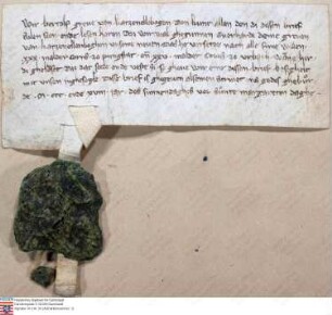 Graf Berthold v. Katzenelnbogen stimmt zu, dass sein Neffe, Graf Eberhard v. Katzenelnbogen 30 Malter Korn zu Pfungstadt und 25 Malter Korn zu Aue...