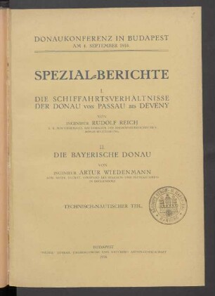 Spezial-Berichte : in Budapest am 4. September 1916 : technisch-nautischer Teil