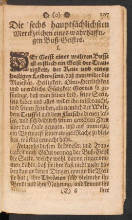Die sechs hauptsächlichsten Merckzeichen eines wahrhafftigen Buß-Geistes.