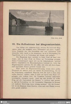 III. Die Aufnahmen bei Magnesiumlicht