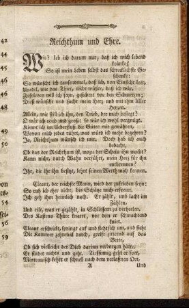 Reichthum und Ehre.