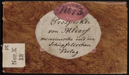 Vorderdeckel, mit handgeschriebenem Einbandtitel